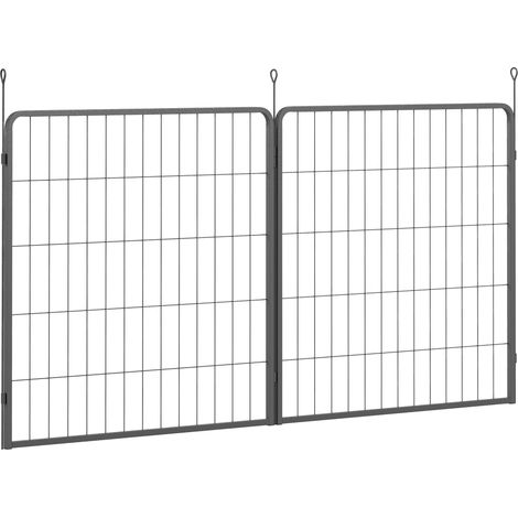 PawHut 2 Piece Expansion Pack Dog Pen for Medium Dogs, 80cm Tall, Black (1/5)