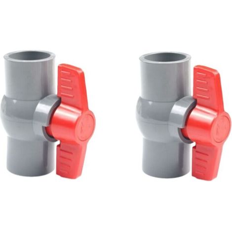 Deux vannes à boisseau sphérique en PVC, connecteurs droits pour vanne à boisseau sphérique en plastique U-PVC pour le contrôle du débit et l'arrêt (φ32 mm) - (1/4)