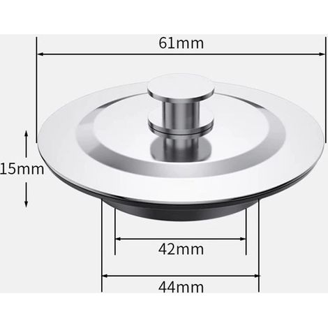 Bouchon Baignoire Universel, Bouchon Evier Cuisine, Acier Inoxydable Bonde Baignoire, 42-44mm Bouchon de Baignoire, Bouchon Lavabo Salle de Bain (1/5)