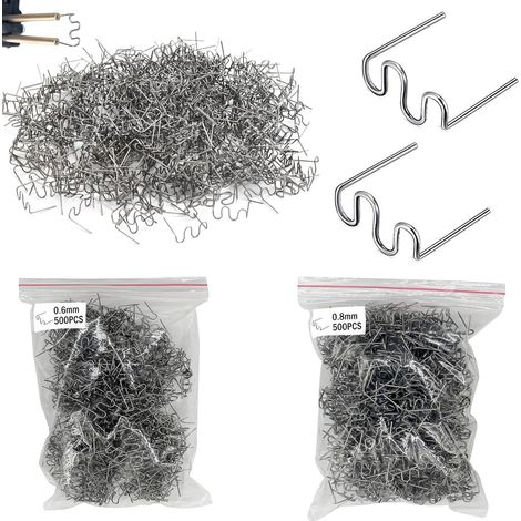 Agrafes Chaudes, 1000 PCS Soudage Plastique, Baguettes de Soudage Agrafe Chaude Clou 0.8mm / 0.6mm, Wave Style Soudure Plastique Clou de Soudure, pour Réparation de Pare-Chocs de Voiture (1/5)