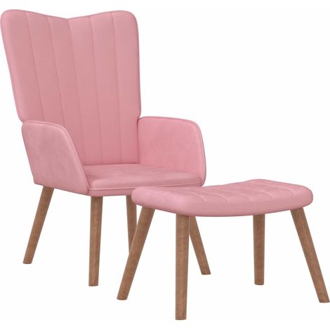 Poltrona Relax con Poggiapiedi Rosa in Velluto vidaXL (1/5)