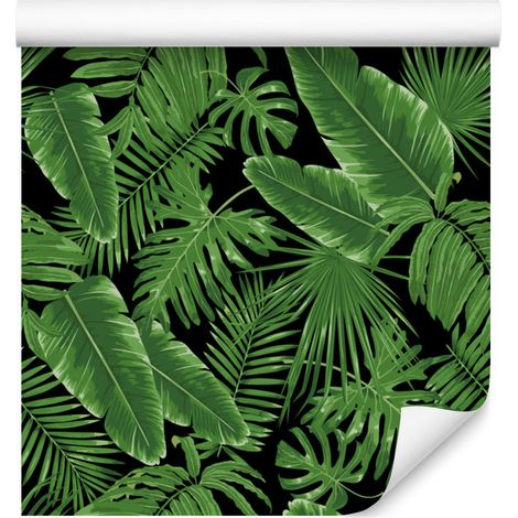Papel pintado de hojas tropicales para salón y dormitorio, 50x1000 cm. (1/5)