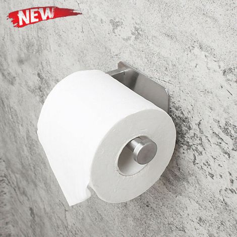 Porte-papier hygi��nique auto-adh��sif pour baton de salle de bain sur le mur en acier inoxydable (1/5)