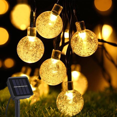 Guirlande Solaire Extérieure 9.5m - 50 LED 8 Modes Boules de Cristal Étanche IP65 - Pour Jardin, Terrasse, Balcon (1/5)