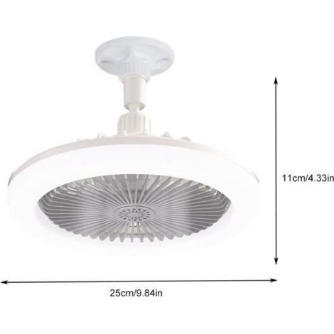 1 Plafonnier Ventilateur, 25cm, LED Intégré, Télécommande, 3 Vitesses, Blanc et Jaune, Petit Espace (1/4)