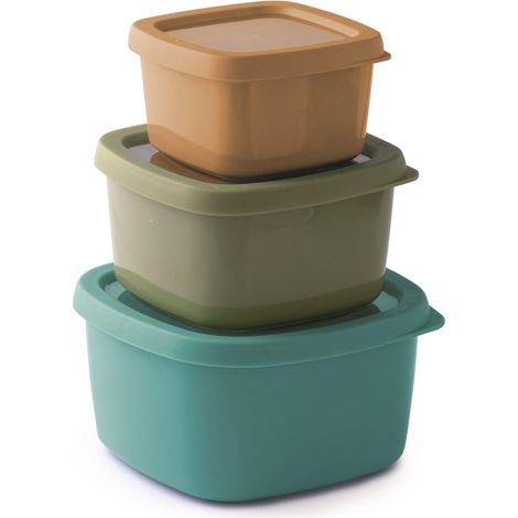 Contenant Alimentaire 0.5, 1, 1.5 L, Fraîcheur, Empilable, Compatible Micro-ondes et Lave-vaisselle, Boîte Alimentaire 17.5x17.5x10 cm, Couleurs Variées
