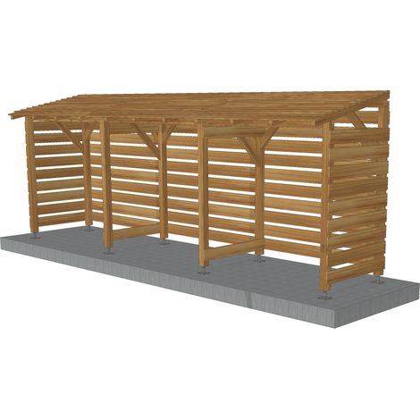 Abri de jardin bois 6m – Couvert en sapin massif raboté – Traitement autoclave Cl3 marron – Dimensions 603x144x230cm – Jardinatoire (1/5)