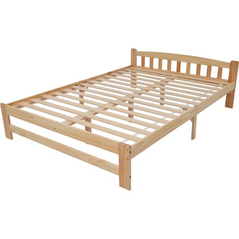 Letto matrimoniale futon in legno di pino naturale 140x200 cm con testiera MODENUIT (1/5)
