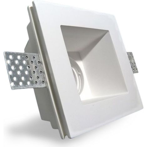Douille De Spot Encastrée Fixe En Plâtre Pour Ampoules Led Gu10 Carrée 12x12 Cm (1/2)