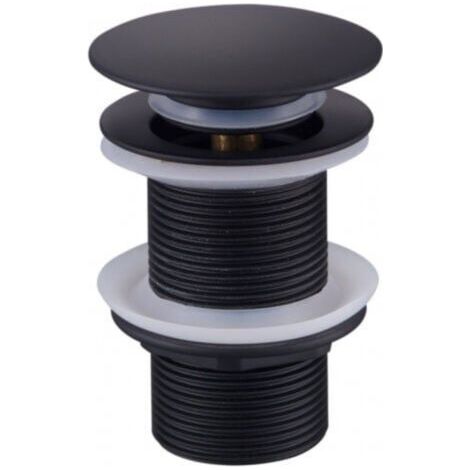 Bonde de lavabo noire sans trop-plein – Laiton de haute qualité – Mécanisme clic-clac – Connexion standard G1¼ – Évacuation rapide