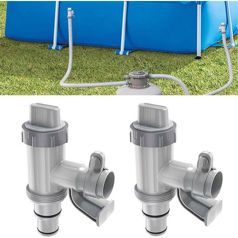 Adattatore per tubo flessibile per piscina fuori terra con valvola di manutenzione/intercettazione e portatubo, accessori per piscina per sistema di pompaggio per piscina, per tubo flessibile da 32/38 (1/5)