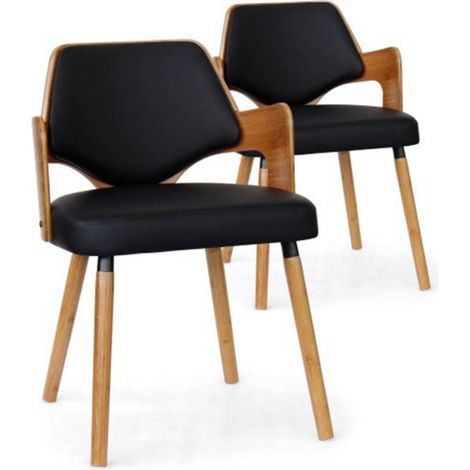 Lot de 2 Chaises Design "Aley" 72cm Noir & Naturel