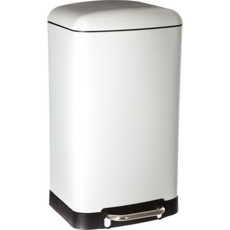 Atmosphera – Poubelle tri sélectif 30 litres – Métal blanc – Pédale large pour ouverture pieds – Seau amovible – Dimensions L.34 x l.32 x H.61 cm
