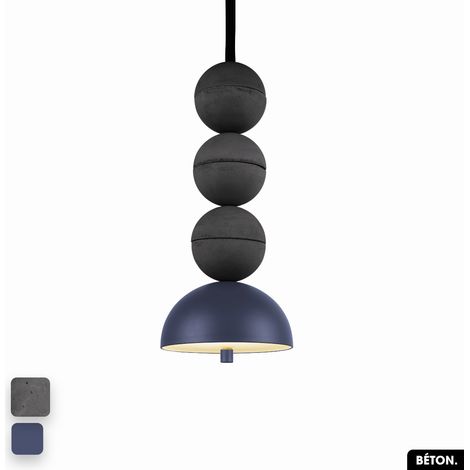 Lampe de suspension en béton - BOSFOR CONCRETE ANTHRACITE - INDIGO 3 BALLES LED 14W (1/2)