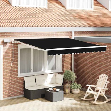 Toldo Retráctil con Manual Negro 300 x 250 cm tela