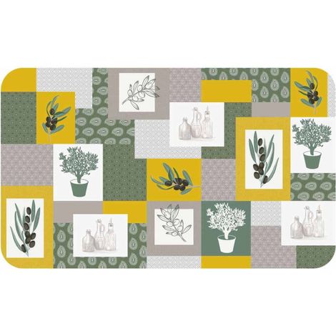 Tapis Imprimé "Graziella" 45x75cm Jaune & Vert (1/2)