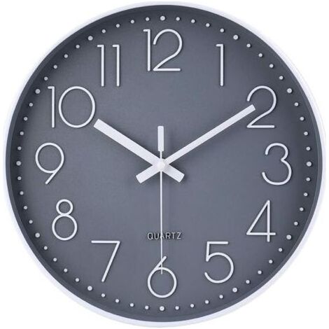PA Aiperq Moderne Horloge Murale silencieuse et sans tic-tac,Horloge Murale Mute Silencieuse Pendule Murale pour La Chambre Cuisine Salon - Gris-30 CM (1/5)