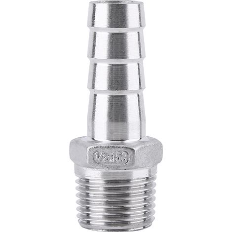 Edelstahl-Schlauchverschraubung mit Außengewinde und BSP-Schlauchanschluss (1/2" x 15 mm)