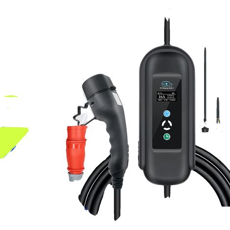 Tragbares EV-Ladegerät, 11 kW maximale Leistung, einstellbarer Strom, Taschenhalter-Adapter, Typ2 (1/5)