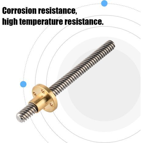 Tige filetée trapézoïdale T8 8 mm en acier inoxydable avec écrou en laiton pour imprimante 3D 100 mm (1/5)
