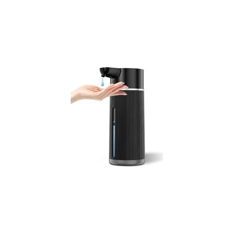 Distributeur de savon automatique sans contact, 420 ml, pour cuisine et salle de bain, volume réglable pour liquides épais et liquides, rechargeable par USB-C, anti-obstruction, noir