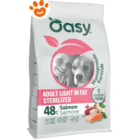 Oasy Dog Monoprotein Adult Light Sterilized Salmone - Sacco 10 Kg -