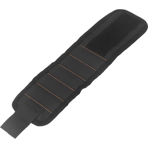 Bracelet poignet aimanté 15 aimants en toile oxford porte-vis porte-visseuse portable pour homme femme noir (1/5)