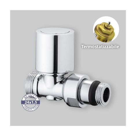 Vanne Thermostatique Droite Cuivre, Multicouche Et Raccordement Pe-X "Aida" Chrome 1/2" - 24X1,5 (1/3)