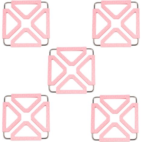 5 pièces sous-plat en silicone pliable avec cadre en acier inoxydable, isolant thermique, adapté à la vaisselle résistante à la chaleur (1/5)