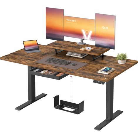 Electric Standing Desk, Height Adjustable Desk,  Flexible Monitor Stand and Drawer, USB-C Port, Sedentary Reminder, for Home Office (1/5)
