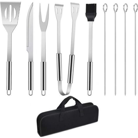 Kit Barbecue - 9 Pièces En Acier Inoxydable - Ustensiles Pour Grillade Extérieur Jardin Camping - Avec Sac De Rangement (1/5)