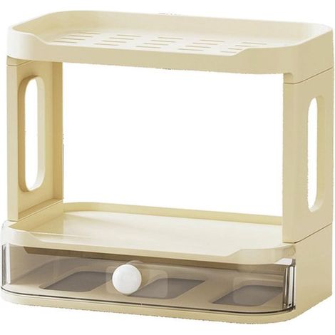 Organizzatore da scrivania rosa con 2 cassetti trasparenti e scomparti multipli (19,5x14x10 cm) – Per trucchi, penne e accessori (1/5)