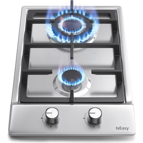 Placa de Cocina de Gas - ISEASY - 4 Quemadores - Vidrio Templado - Gas Natural/Propano - Empotrable (1/5)