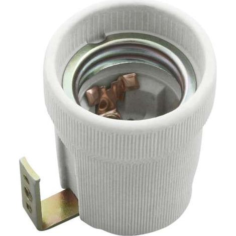Douille pour ampoule E27 en céramique – Montage par vis – Couleur blanche – Pour espaces confinés – Modèle hldr – Kopp