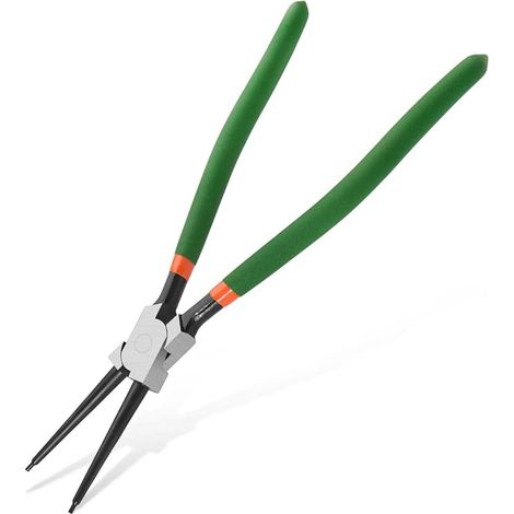 Pince à circlips intérieurs 13 pouces – Mâchoires droites à bout forgé de 2.6 mm – Pince lourde pour anneaux de retenue et clips C – Manches ergonomiques orange/vert (1/5)
