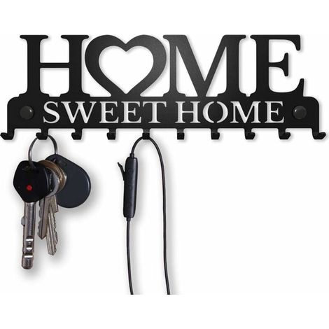 Porte-Clés Mural Accroche Clef Sweet Home Décoratif (10 Crochets), Patère en Métal pour Porte d'Entrée, Cuisine ou Garage Rangement pour Clés de Maison, Travail, Véhicules Décor Vintage-LIAIKI (1/5)