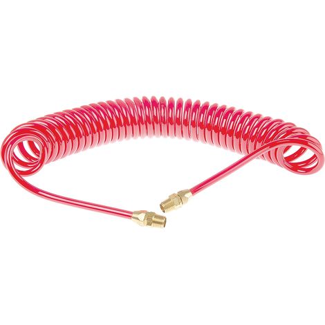 Tuyau spiralé USB, avec raccord R 1/4, Rouge, Diam.ext 8mm, Long. 4m ( Prix pour 1 )