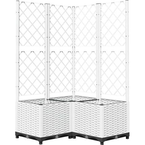 Pot de fleurs avec support, blanc, 80 x 80 x 136 cm, en polypropylène (PP). (1/5)