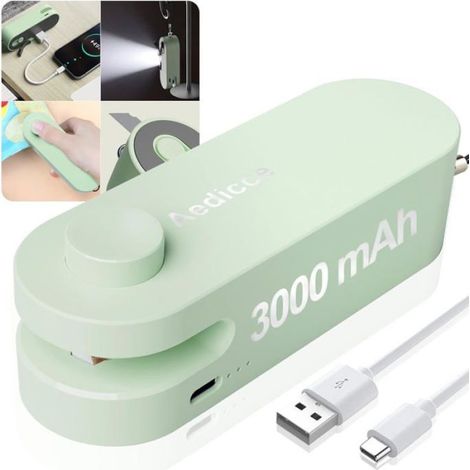Mini scelleuse de sacs 4 en 1 avec coupeur, thermoscelleuse rechargeable USB, vert (1/5)