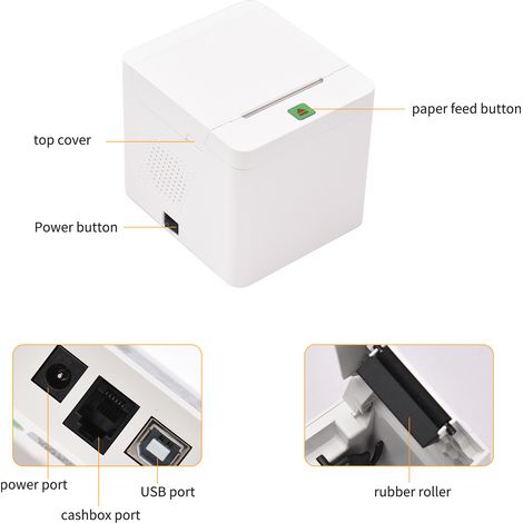 Imprimante d'étiquettes portable sans fil 58 mm, mini imprimante thermique de reçus Bluetooth avec application, compatible iOS et Android, largeur de papier réglable pour restaurant, supermarché, cuis