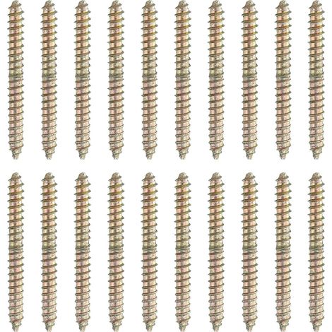 20 Pcs Vis Double Extrémités, M4 x 40 mm Boulons à Suspendre Acier au Carbone, Vis Auto-Taraudeuses pour Meubles Bois Joints, Couleur Zinc (1/5)
