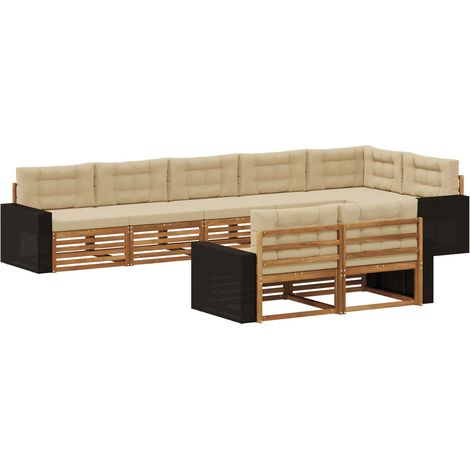 Conjunto de sofás de exterior con cojín 8 pcs Natural y Beige vidaXL (1/5)