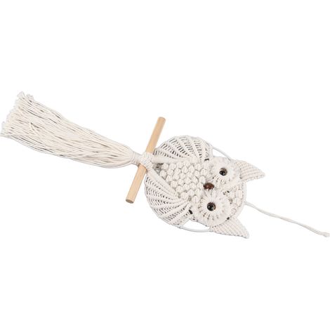 Décoration murale en macramé hibou tissé main, art mural bohème pour salon, suspension murale ethnique, pièce artisanale en coton