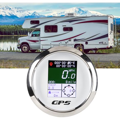 Compteur de vitesse/odomètre GPS numérique à écran TFT adapté aux yachts, voitures et camping-cars disque blanc 85 mm 9-32 V. (1/5)