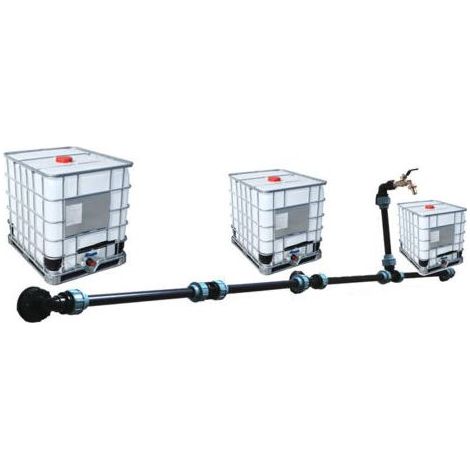 VURAHOME – IBC S60 x 6 Verbindungsset – Verbindung für 3 nebeneinander stehende Tanks – 3/4"-Messingventil mit Auslaufschutz – Hoher Durchfluss dank 25-mm-PE-Schlauch (1/5)