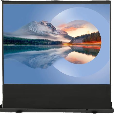 Pantalla extraíble de pie, 80 pulgadas, relación de aspecto 4:3, ángulo de visión de 120°, 2 m de altura, diseño portátil. (1/5)