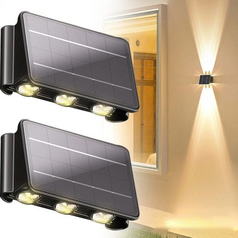 2er-Pack Solar-Wandleuchten für den Außenbereich, Up-Down-Beleuchtung, wasserdichte Solar-Wandleuchte von der Dämmerung bis zum Morgengrauen für den Garten im Garten
