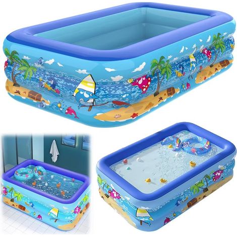 Piscine gonflable familiale rectangulaire 110 cm, piscine été enfants, extérieure (1/5)