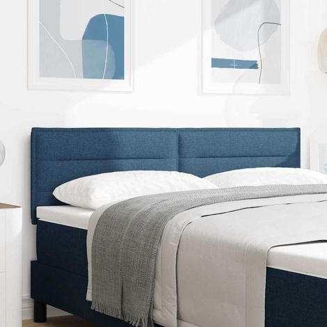 LED Kopfteil mit LED-Lichtleisten Blau 160 cm Stoff