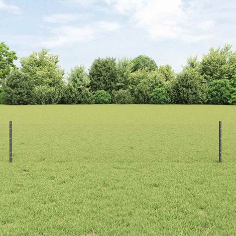 Zaun mit Pfosten Grau 0,4 x 10 m Stahl und PVC